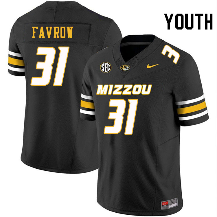 Youth #31 Anthony Favrow Missouri Tigers College Football Jerseys Stitched-Black